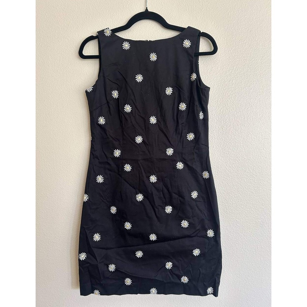 Amanda Smith Petite Black Daisy Embroidered Sheath Dress 8 Floral Cottagecore